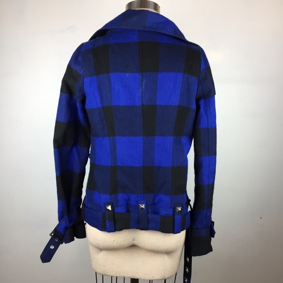 BB Dakota Plaid Black Blue Belt Jacket XS - Picture 5 of 8